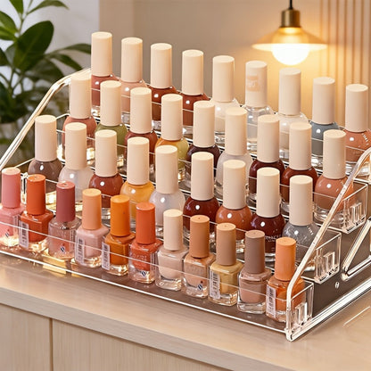Acrylic Nail Polish Rack Holder 4-Tier Transparent Desktop Organizer Large Capacity Display Stand for Nail Studio Salon Home Vanity