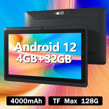 Android Tablet 7-Inch with Android 12, 4GB RAM, 32GB Internal Storage, Dual Cameras and 4000mAh Battery