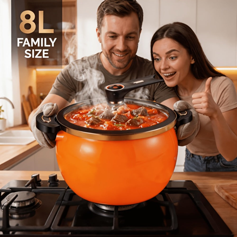 Nonstick Soup Pot Large Capacity 1.85 Gallon Twist Lock Handle Cooking Pot for Gas Stove Induction Cooker Open Flame Multifunctional Stew