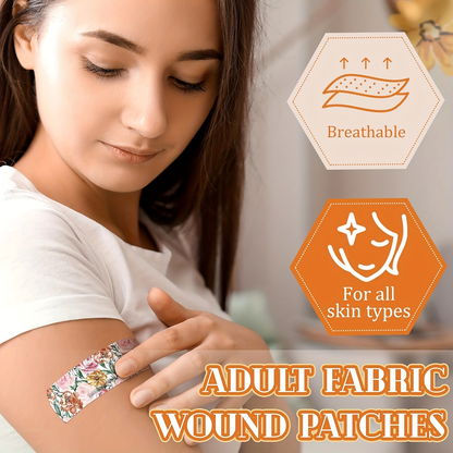 180-Piece Patterned Fabric Adhesive Bandage Pack with 12 Floral, Animal and Solid Color Styles