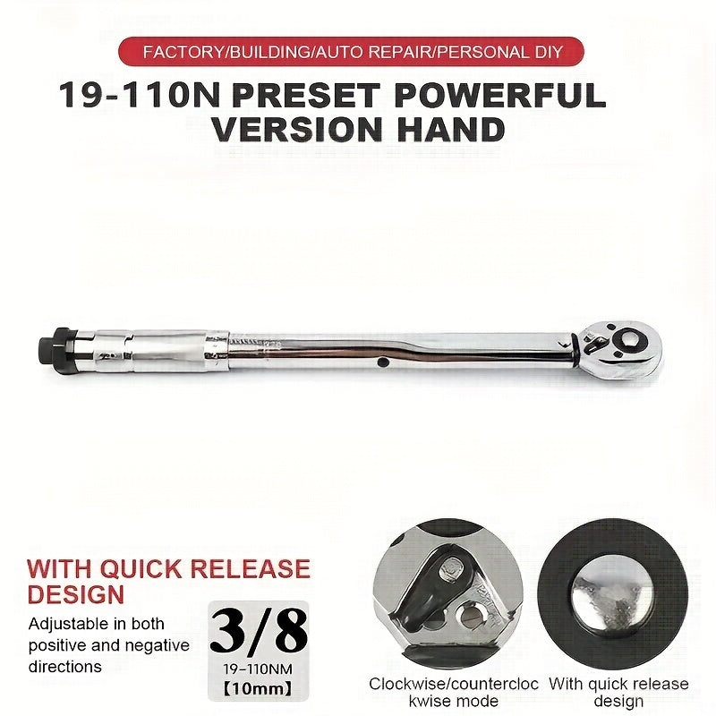 Torque Wrench Adjustable Drive 3/8" & 1/2" – Preset Click Torque Wrench for Automotive, Bike & Bicycle Maintenance