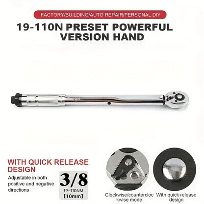Torque Wrench Adjustable Drive 3/8" & 1/2" – Preset Click Torque Wrench for Automotive, Bike & Bicycle Maintenance
