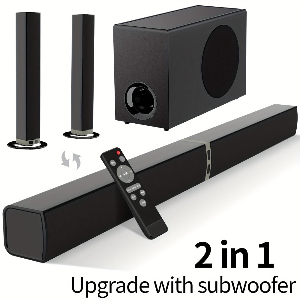 Detachable 31.5-Inch TV Soundbar with Remote, ARC, Optical and AUX Connections and Subwoofer Options