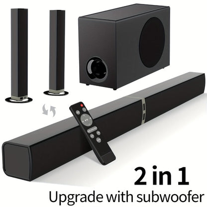Detachable 31.5-Inch TV Soundbar with Remote, ARC, Optical and AUX Connections and Subwoofer Options