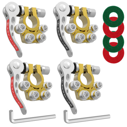 Four-Piece SAE/JIS A-Type Battery Terminal Connector Set with Positive and Negative Quick-Release Clamps