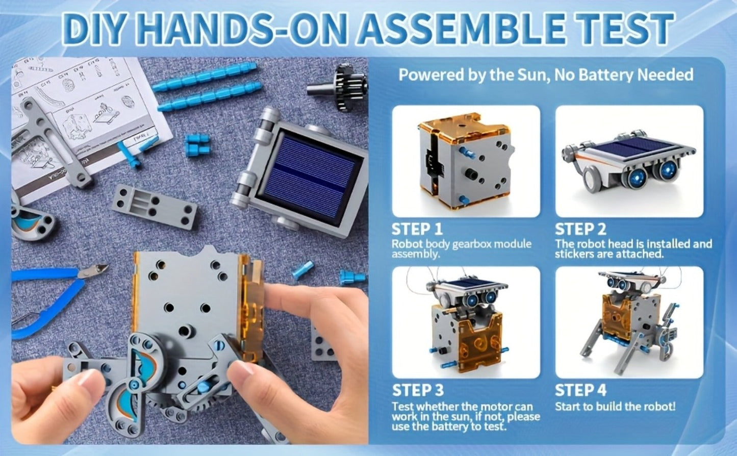 12-in-1 Solar Robot Kit for Kids Ages 8-13, Build Your Own Solar Powered Robot, STEM Engineering Building Toy