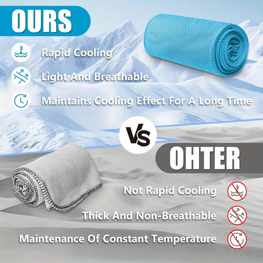 Neck Cooling Towels 8-Pack – Soft Breathable Sport Towels for Neck & Face with Carabiner Clips & Carry Bag