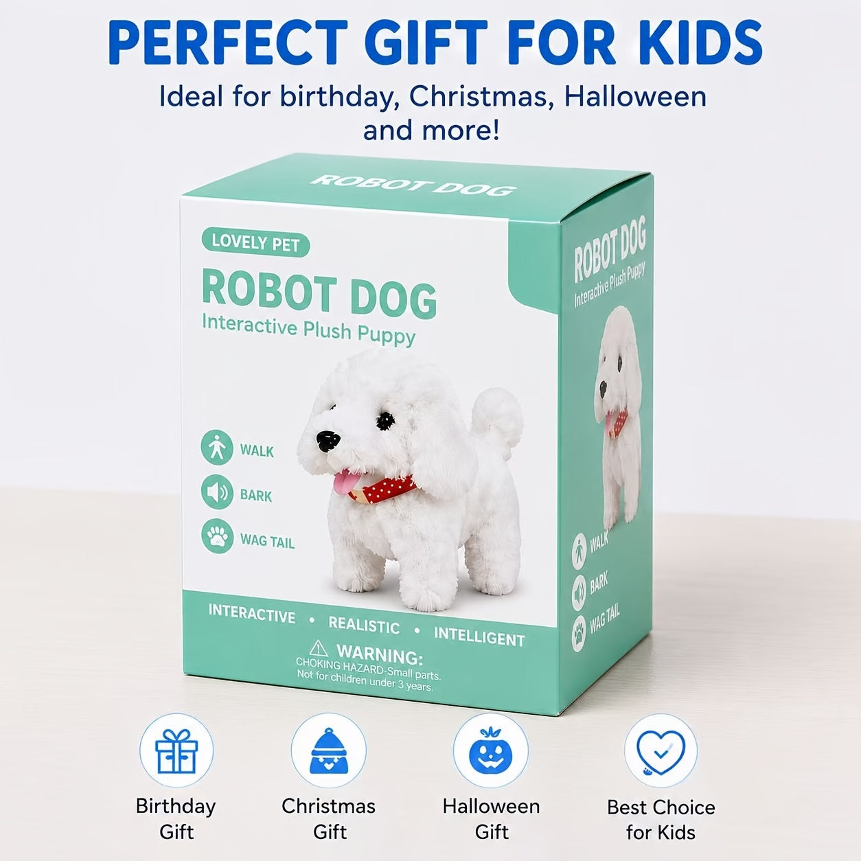 Robot Dog Toy for Kids Interactive Plush Puppy Walks Barks Wags Tail Smart with the Listed Color, Size or Set Options for Everyday Use