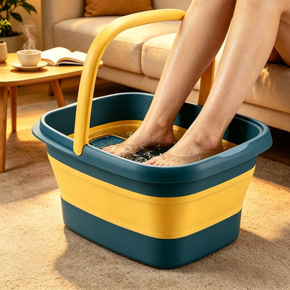 Collapsible Foot Bath Basin 3.96 Gal Foldable Foot Soak Tub with Massage Acupoints Handles Deep Soak Pedicure Home Spa Foot Relief Upgraded