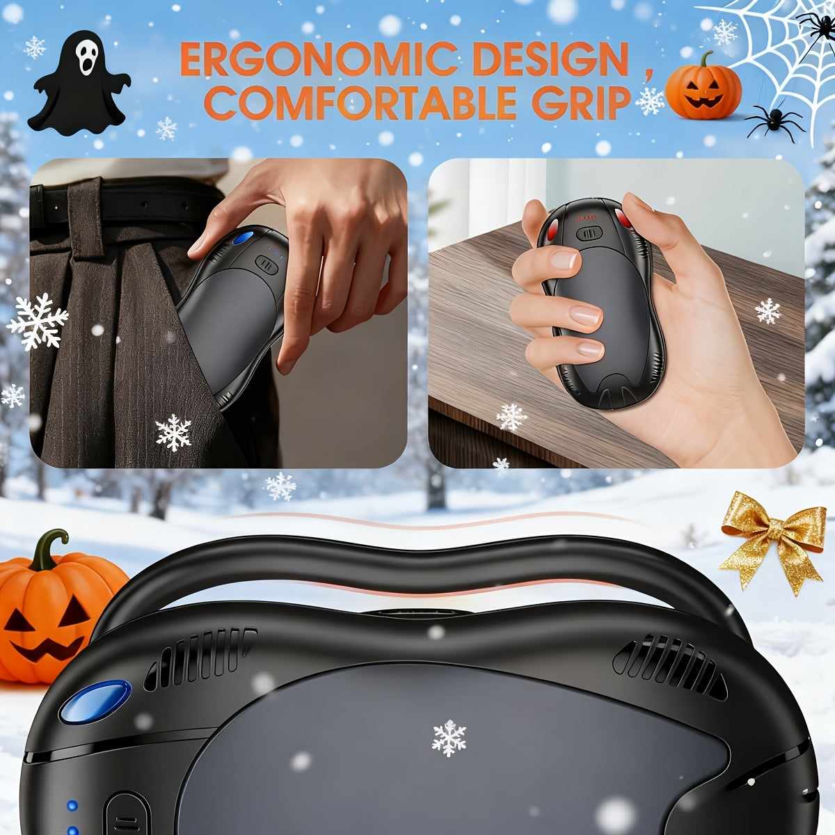 Magnetic Hand Warmer 2-in-1 Double Sided Heating – 3-Speed Temperature Control, Portable Pocket Heater for Skiing, Camping