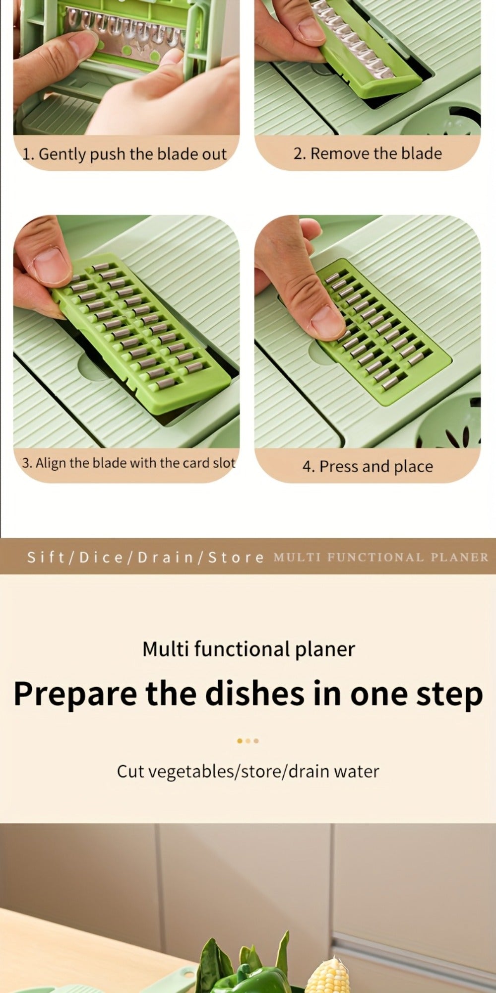 Vegetable Chopper 16-in-1 Manual Food Processor with Container, Onion Dicer, Potato Slicer, Garlic Mincer