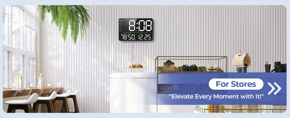 16-Inch Digital Wall Clock with LED Display, Remote, Dimmer Modes, Calendar and Indoor Temperature Readout