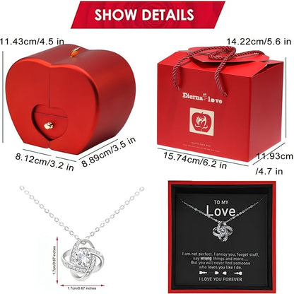 Preserved Real Rose Gift Box with I Love You in 100 Languages Necklace, Romantic Gifts for Girlfriend Wife Mom
