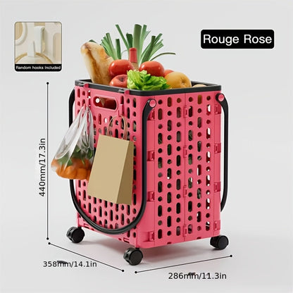Foldable Shopping Cart with Wheels and Handle Large Capacity Portable Trolley for Grocery Camping Travel Laundry Beach Outdoor Home