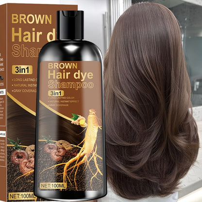 Plant Extract Hair Coloring Shampoo 100ml 3.38oz, Deep Scalp-Safe Gray & White Hair Coverage, Botanical Color