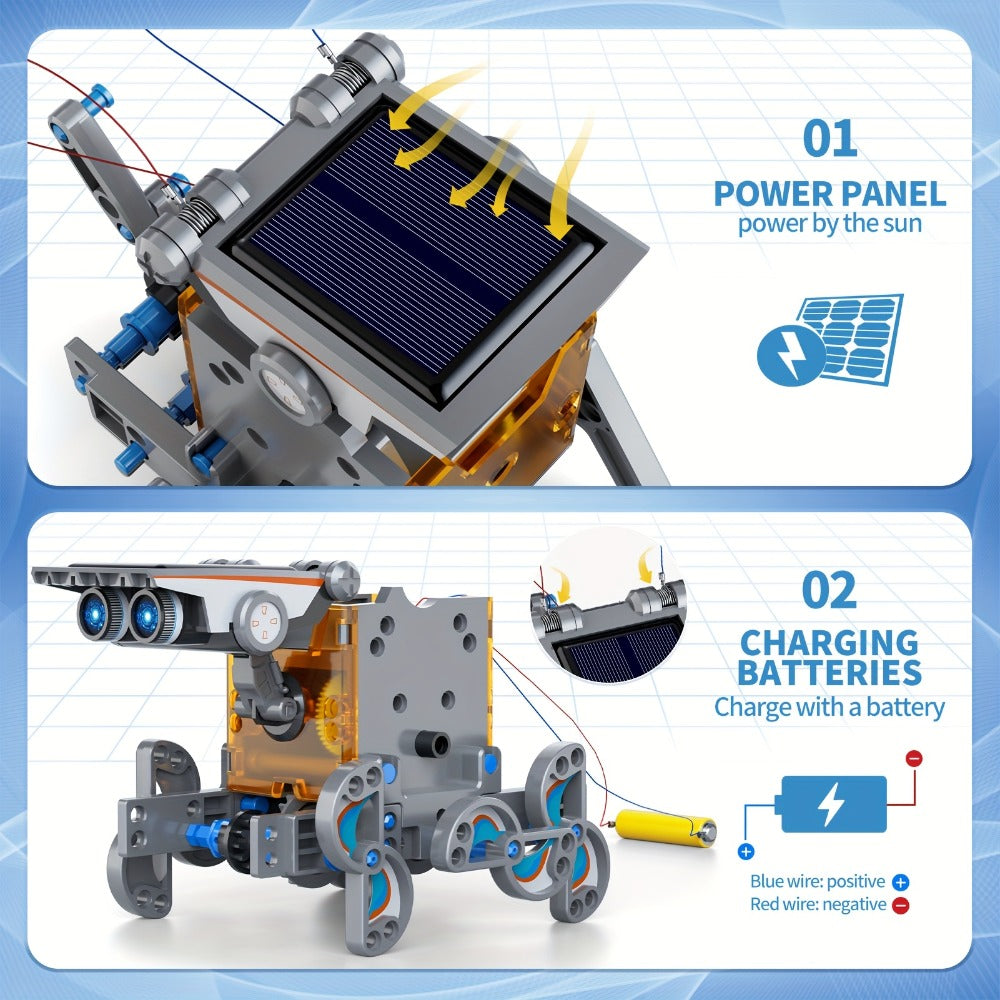 12-in-1 Solar Robot Kit for Kids Ages 8-13, Build Your Own Solar Powered Robot, STEM Engineering Building Toy