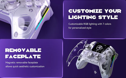 Hall-Effect Wireless Gaming Controller in White with Interactive Screen, RGB Lighting and Charging Dock