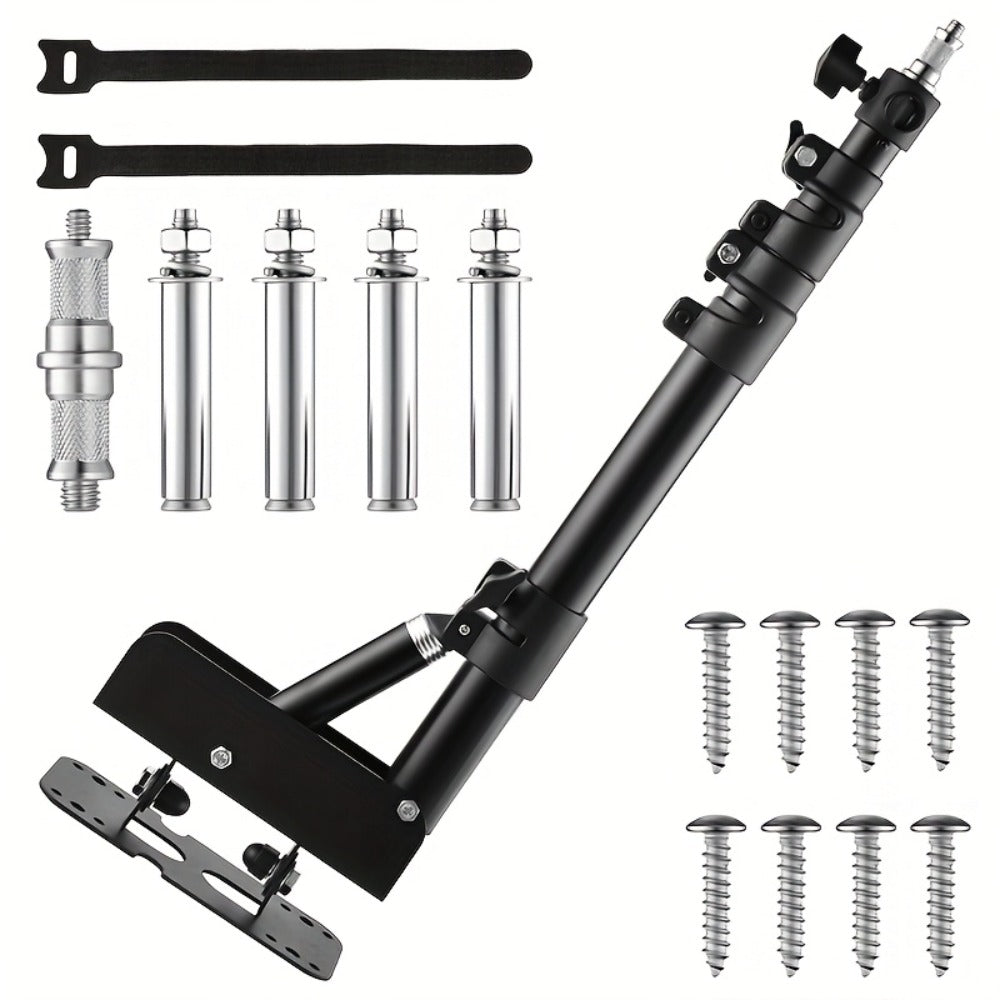 Wall-Mounted Ring Light with 45.7" Adjustable Boom Arm Stand, Alloy Triangle Wall Bracket for Photography Studio