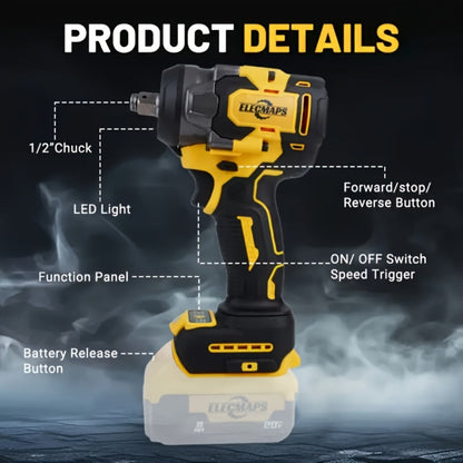Brushless Impact Wrench for Dewalt 20V Battery - 1/2 Inch -Ft High Torque Electric Impact Gun, 3300 RPM for Cars & Home Use