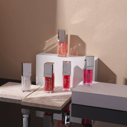 Plumping Lip Gloss Oil Set 3pcs 6pcs Transparent Glow Lip Plumper – High-Shine Glossy Finish in Berry Coral Pink Red