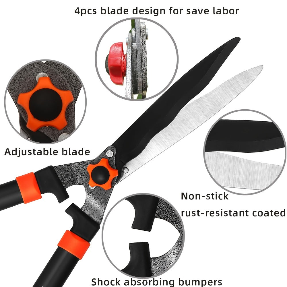 Garden Pruning Shears Set Loppers Hedge Shears & Hand Pruner Combo, Alloy Steel Branch Cutter Kit with Compound Action