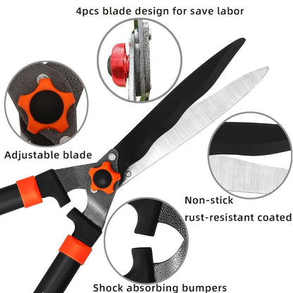 Garden Pruning Shears Set Loppers Hedge Shears & Hand Pruner Combo, Alloy Steel Branch Cutter Kit with Compound Action