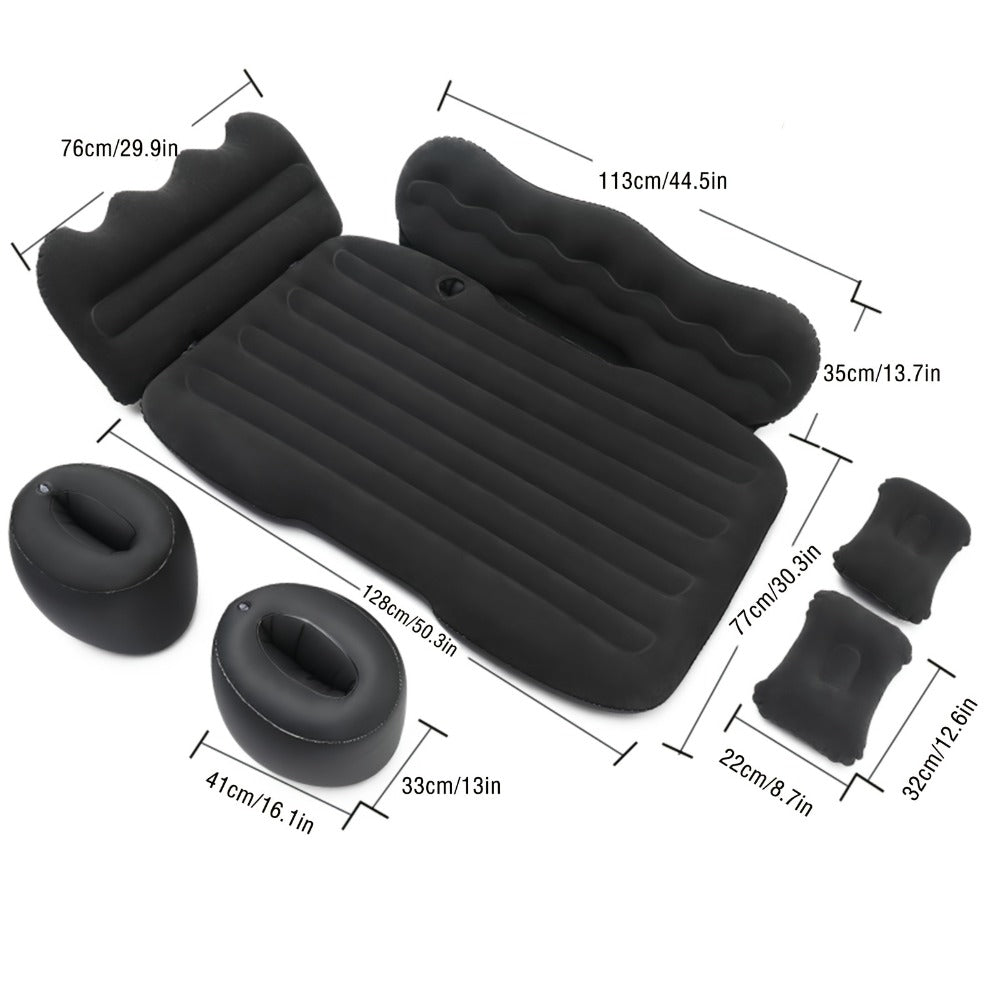 Car Inflatable Mattress for SUV & Sedan – Thickened Back Seat Sleeping Pad with Air Pump & 2 Pillows, Rear Trunk Camping Bed for Road Trips
