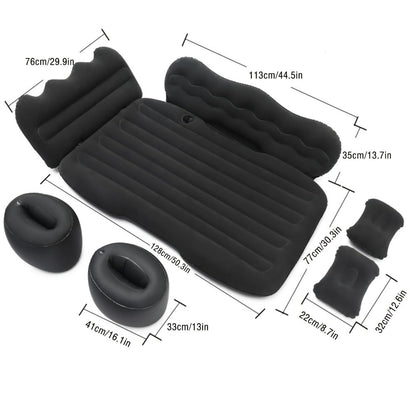 Car Inflatable Mattress for SUV & Sedan – Thickened Back Seat Sleeping Pad with Air Pump & 2 Pillows, Rear Trunk Camping Bed for Road Trips