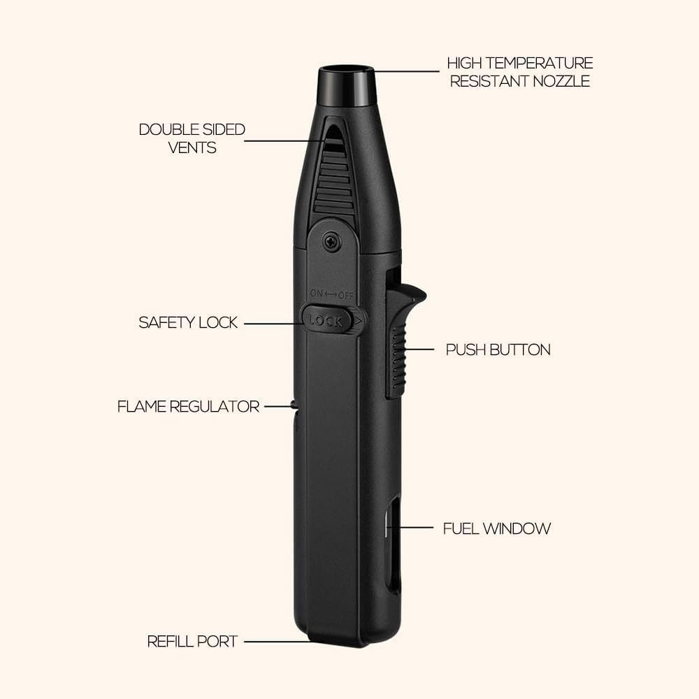 Windproof Torch Lighter 5 Pack Outdoor Butane Gas Lighter Set 1300 1800 Degree Blue Flame for Grilling, Camping and Outdoor Meals