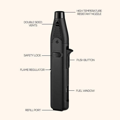 Windproof Torch Lighter 5 Pack Outdoor Butane Gas Lighter Set 1300 1800 Degree Blue Flame for Grilling, Camping and Outdoor Meals
