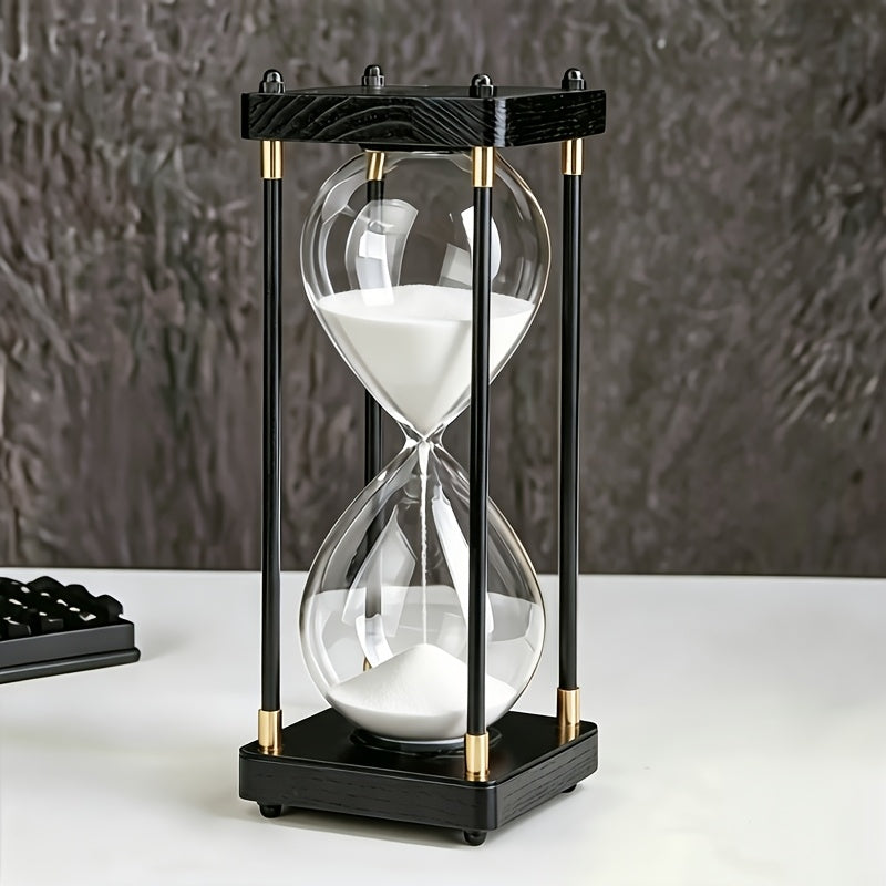 Hourglass Timer 60 Minute Wooden Sand Timer Decorative Glass – Vintage Home Decor for Kitchen, Office & Bedroom | Great Gift for Birthday