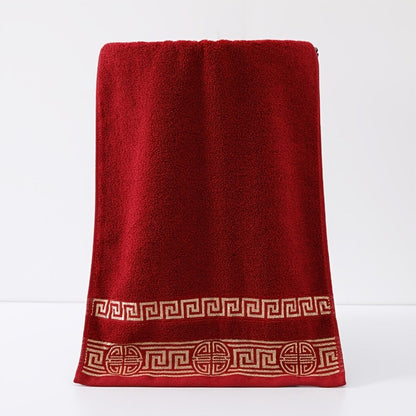 Five-Piece Patterned Bath Towel Set with One Bath Towel, Two Hand Towels and Two Washcloths in Three Colors