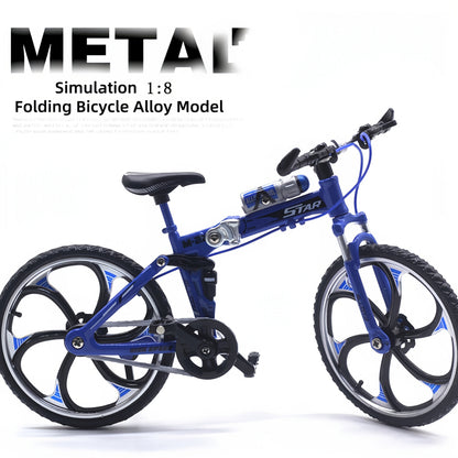 Diecast Mountain Bike Model 1:8 Scale Alloy Foldable Miniature Bicycle Figurine for Home Office Desk Decor