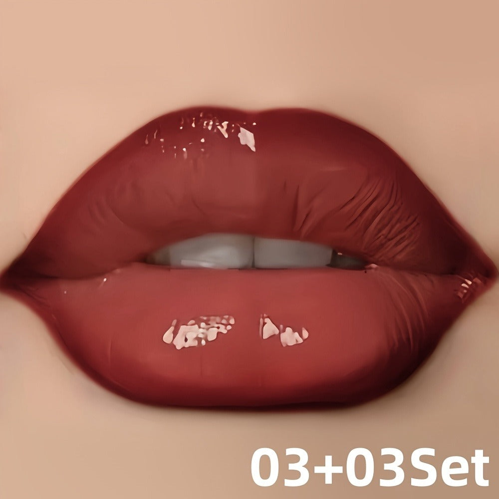 Lip Gloss Lip Liner Set Hydrating Water-Gloss Dewy Finish – 3D Precision Contour Matte Liner, for Makeup, Travel and Everyday Vanity Use