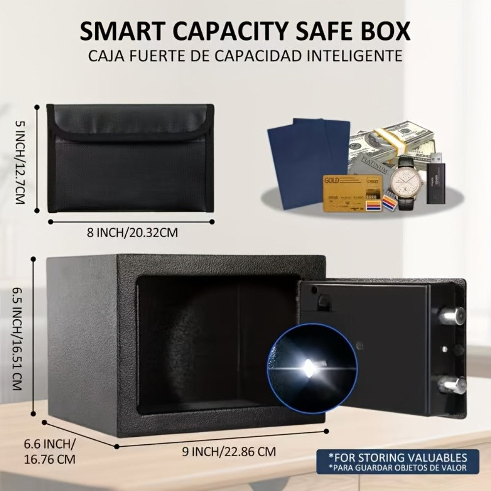 Fireproof Home Safe Box with Digital Keypad and Key Lock Steel Security Safe for Money for Entryways, Bedrooms and Living Spaces