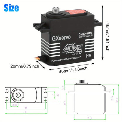 High Torque Digital Servo 180° Metal Gear, 25T Servo Arm for 1/8 1/10 RC Cars Trucks Crawlers & Robots