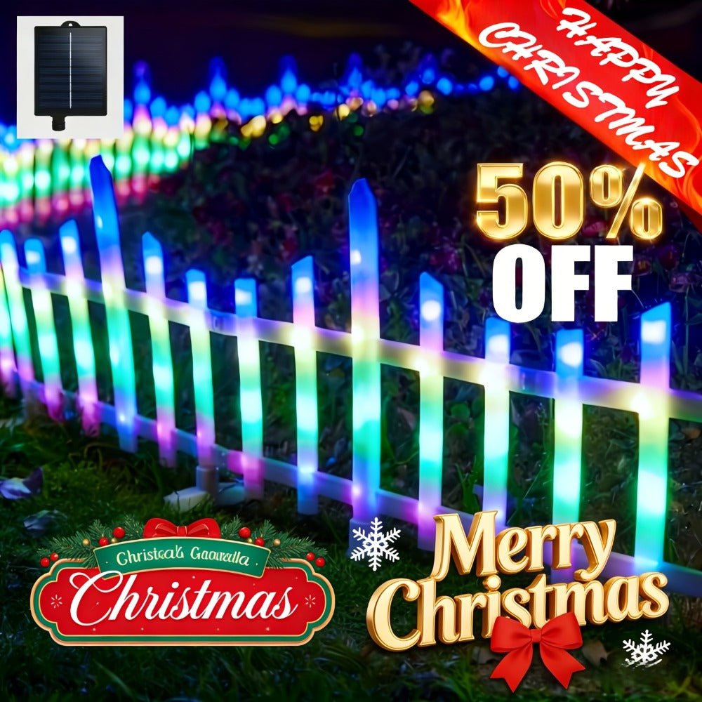 Solar Fence Lights Outdoor 8-Pack with Remote Control – LED White Picket Fence Border Lights Solar Powered