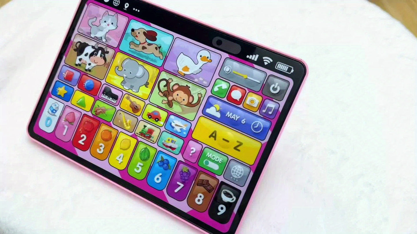 Trilingual Toddler Learning Tablet Toy, 39 Buttons 4 Play Modes Alphabet Numbers Colors Animals Music