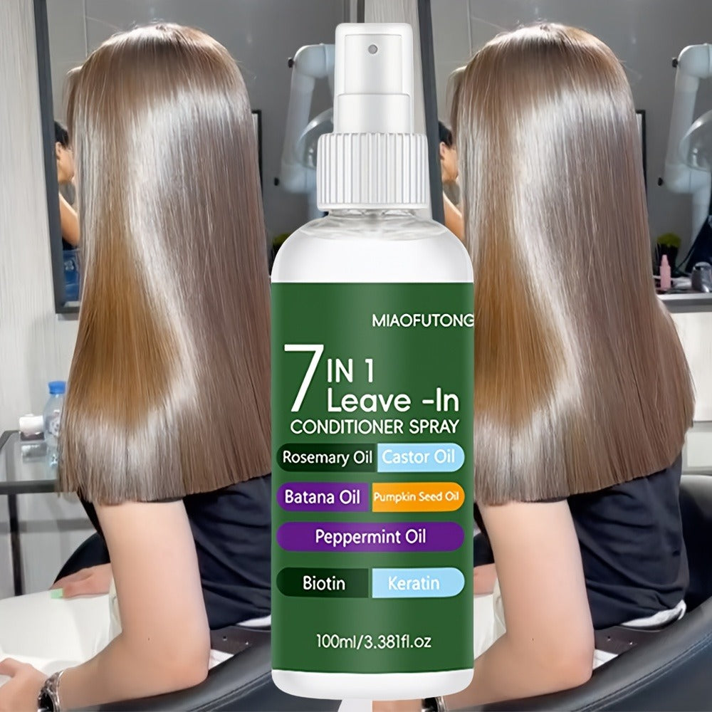 Leave-In Conditioning Spray 7-in-1 Argan Oil Rosemary Biotin Keratin Collagen - Heat for Bath Time, Home Spa and Personal Care