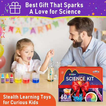 STEM Science Kit for Kids Ages 6-12, 60 80 105 Lab Experiments, Chemistry Set with Crystal Growing & Chemical Reactions