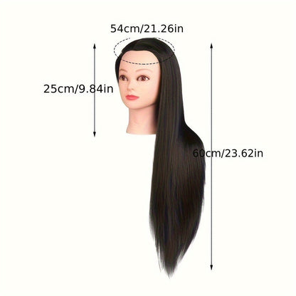 Cosmetology Manikin Head for Hair Styling Braiding Practice – Adult Mannequin Head Real Hair Makeup Display Salon Training Tool for Students