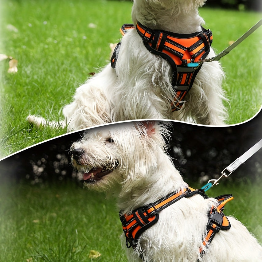 Adjustable Dog Walking Harness in Seven Colors and S–XL with Front Ring, Back Ring and Top Handle