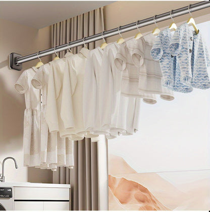 Tension Curtain Rod No Drill Telescopic Shower Bathroom Towel Rack Adjustable Hanging Rod Balcony Coat Hanger Drying Rod