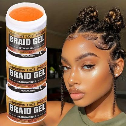 Extreme Hold Braid Gel & Edge Control Hair Wax Pomade – Anti-Frizz, Moisturizing, Long-Lasting for Braids, Locs, Twists & Sleek Styles