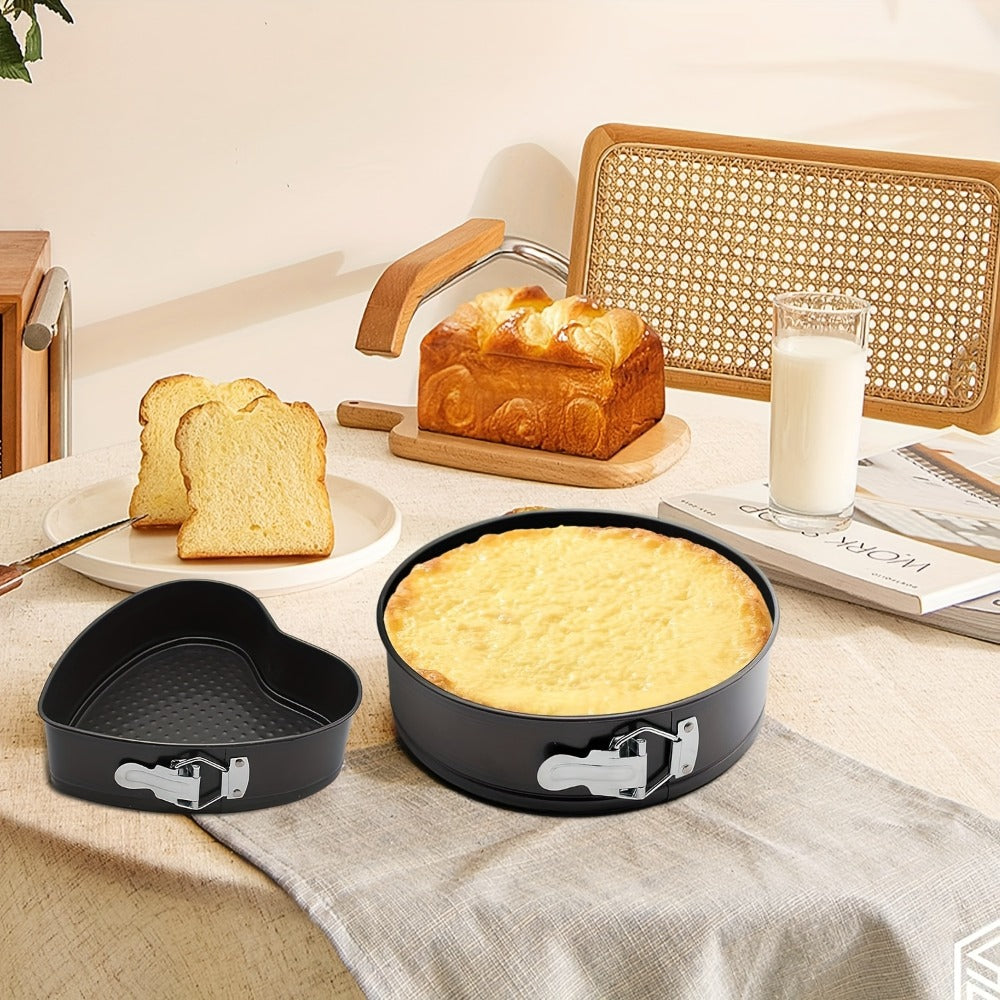 Springform Cake Pan Set 6pcs 7 8 9 10 11 Inch Heart Round Square Nonstick Removable Bottom for Entryways, Bedrooms and Living Spaces