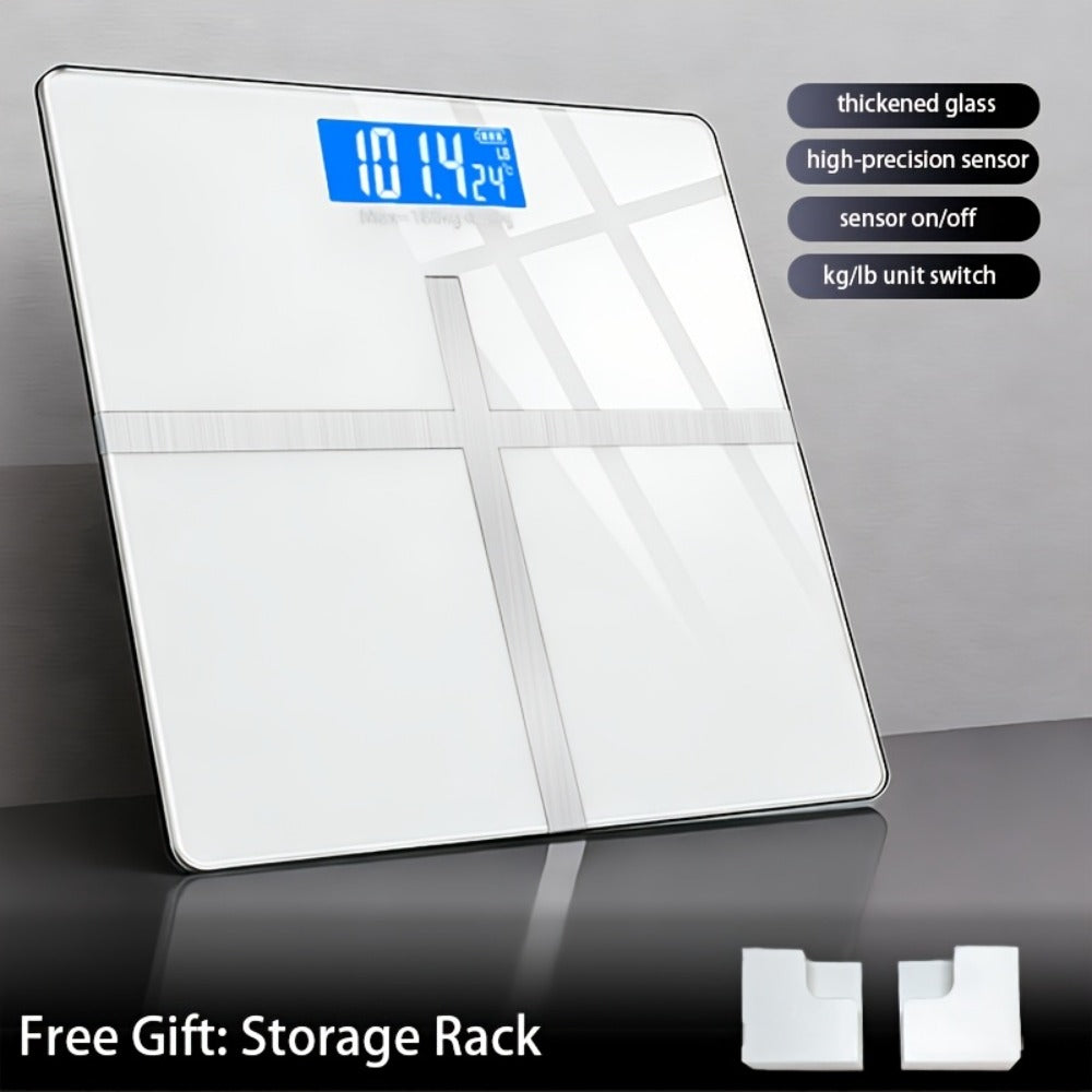 Digital Bathroom Scale with LCD Temperature Display – 396 lb High-Precision Weight Scale, KG/Pounds Switchable, Wide Non-Slip Platform