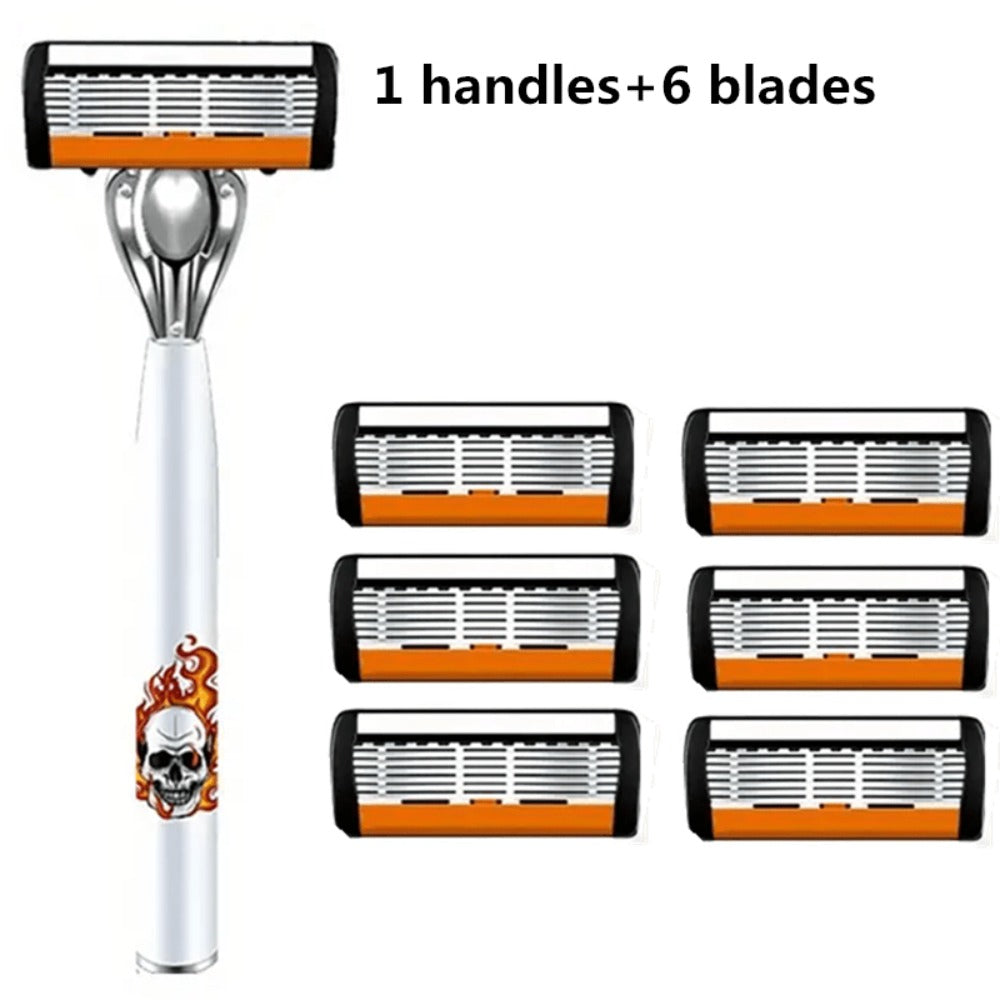 Men's Safety Razor with Replacement Blades - Anti-Slip Stainless Steel Handle Shaver for Beard & Sideburns