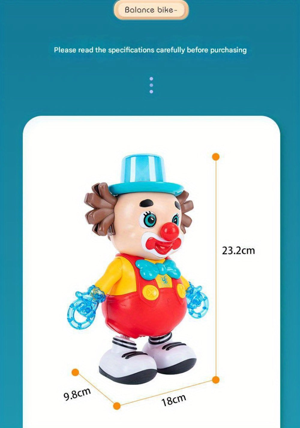 Dancing Clown Toy Doll with Light & Music, Swinging Fidget Toy for Kids Boys & Girls, Funny Weird Halloween Decoration