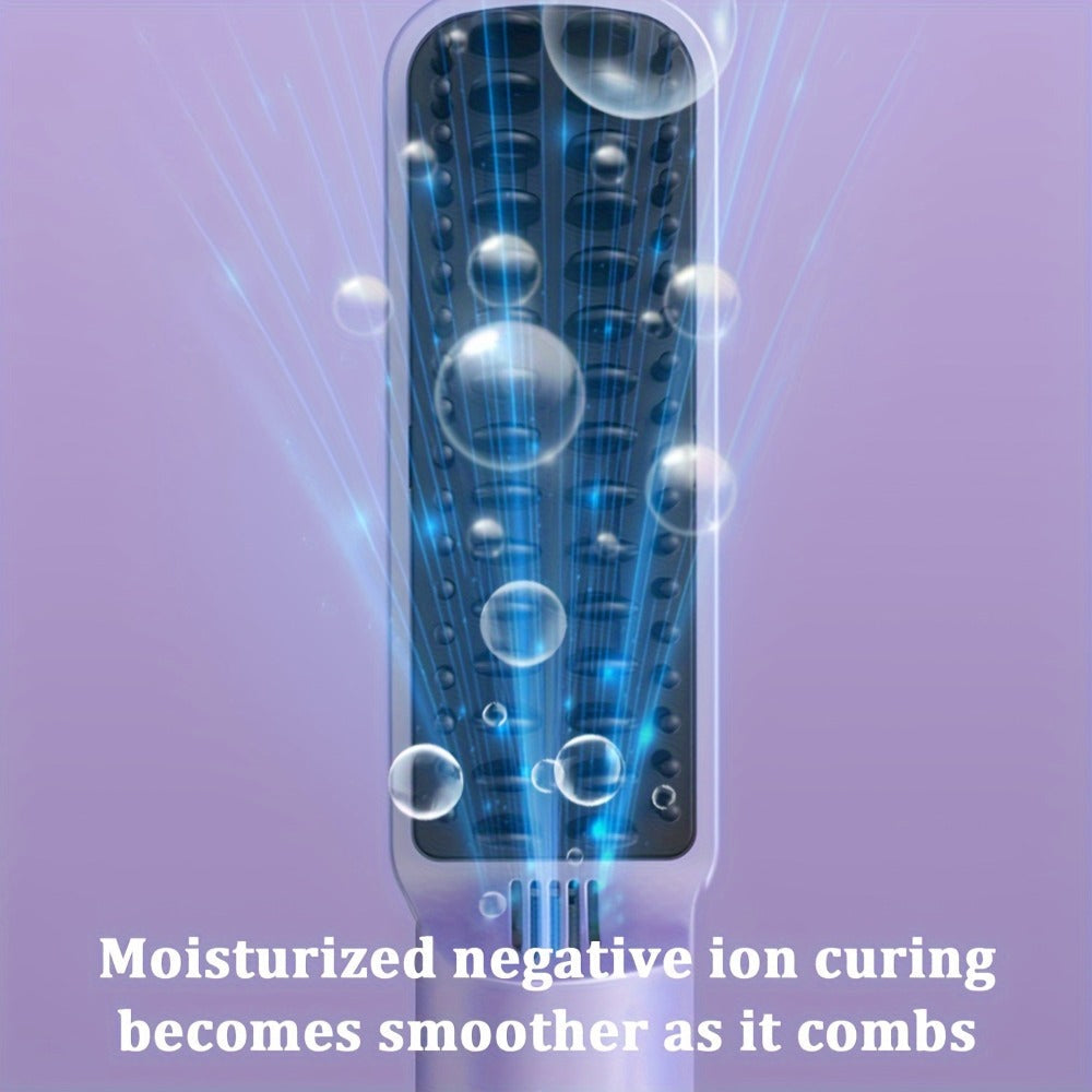 Compact Hair Straightening Brush with Three Color Options, LED Indicators and Three Pictured Heat Levels
