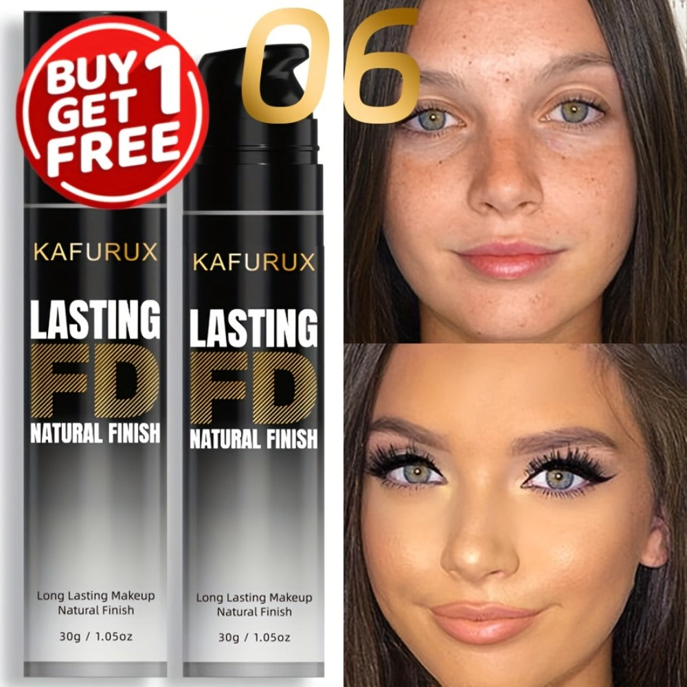 KAFURUX Liquid Foundation Two-Bottle Set with Pump Dispensers and Eight Matching Shade Pairs